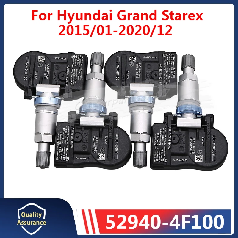 

52940-4F100 для Hyundai Grand Starex H-1 2015 2016 2017 2018 2019 2020 датчик системы контроля давления в шинах 4 шт. TPMS 433 МГц