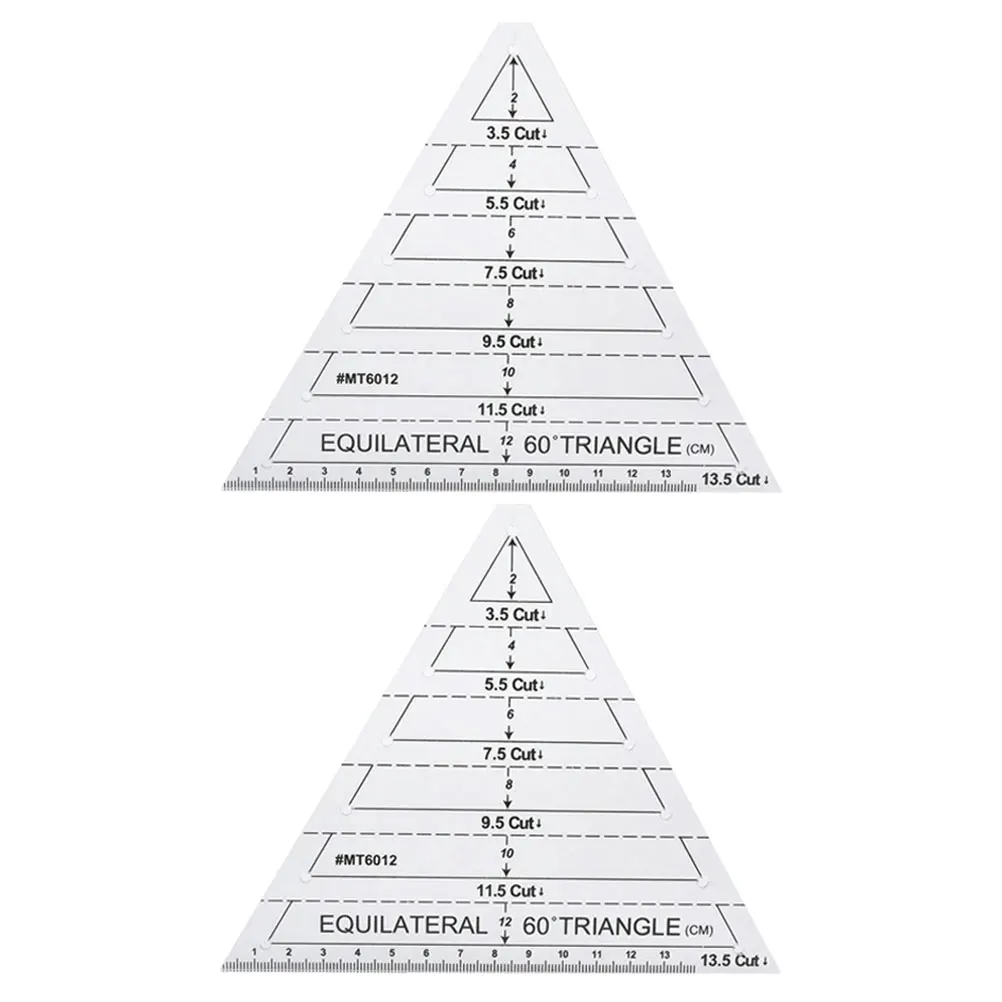 

2Pcs Quilting Ruler Acrylic Cutting Template with Marking Line for Patchwork Sewing Crafts DIY Transparent Triangle Rulers
