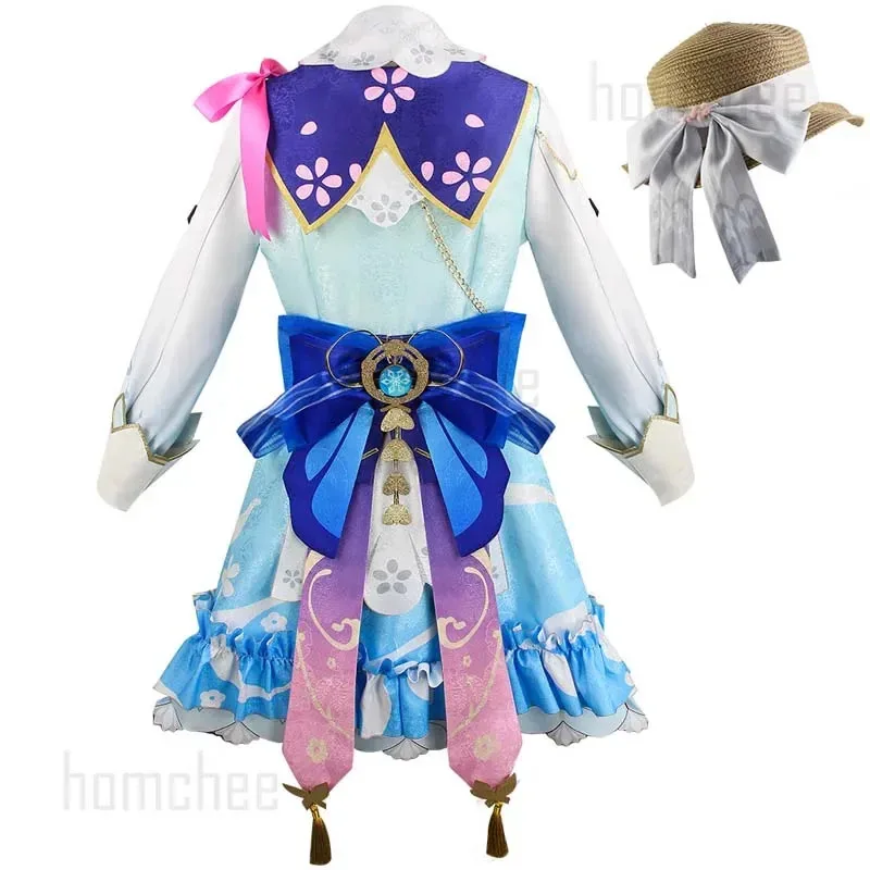 

2025 ♥ New Impact Hat Wig Anime Ayaka Kamisato Cosplay Impacto Springbloom Missive Lolita Dress ☆★