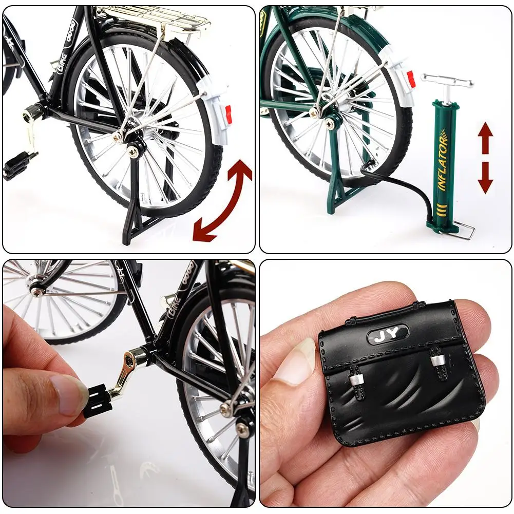 Mini Model Alloy Bicycle Metal Bike Sliding Assembled Version Simulation Collection Gifts For Children DIY Assembling Toys