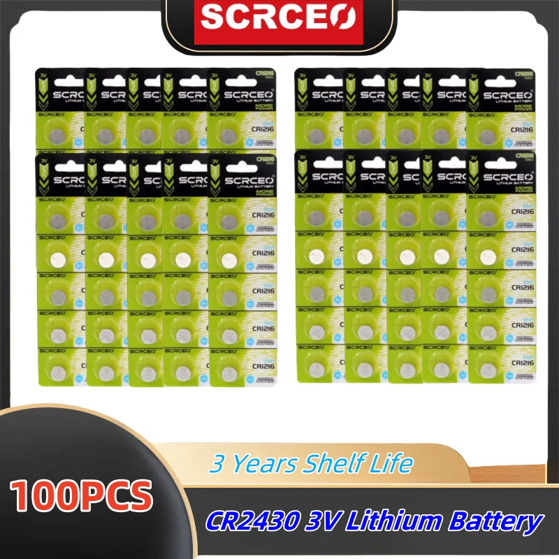 

100pcs NEW CR2430 3V Lithium Battery CR 2430 Battery DL2430 Button Coin Batteries for Key Fob Watch Alarm Clock Remote Control