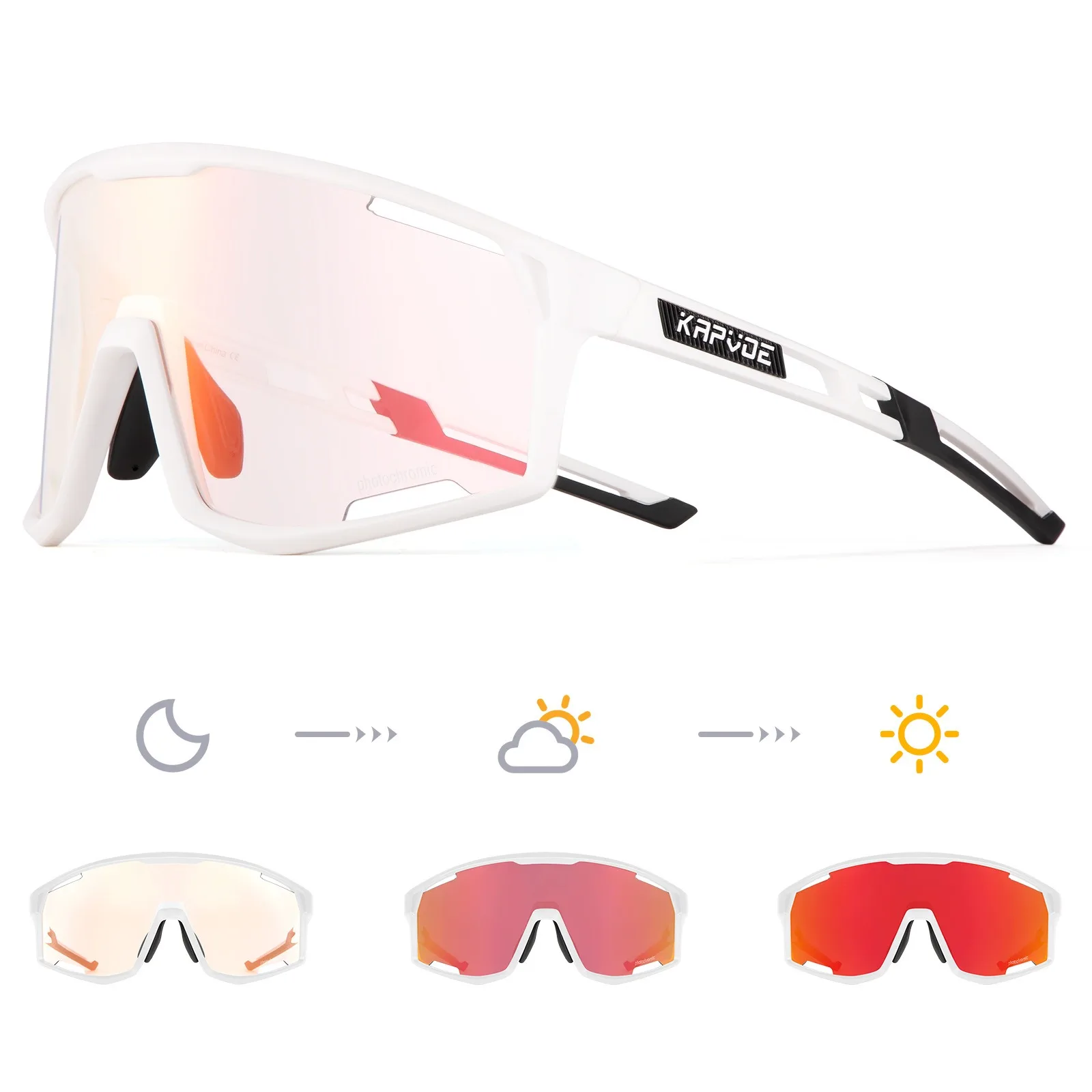 Men Women Photochromic Mountain Bike Eyewear Bicycle Discoloration Goggles Sport Fishing Running Sunglasses MTB Cycling Glasses