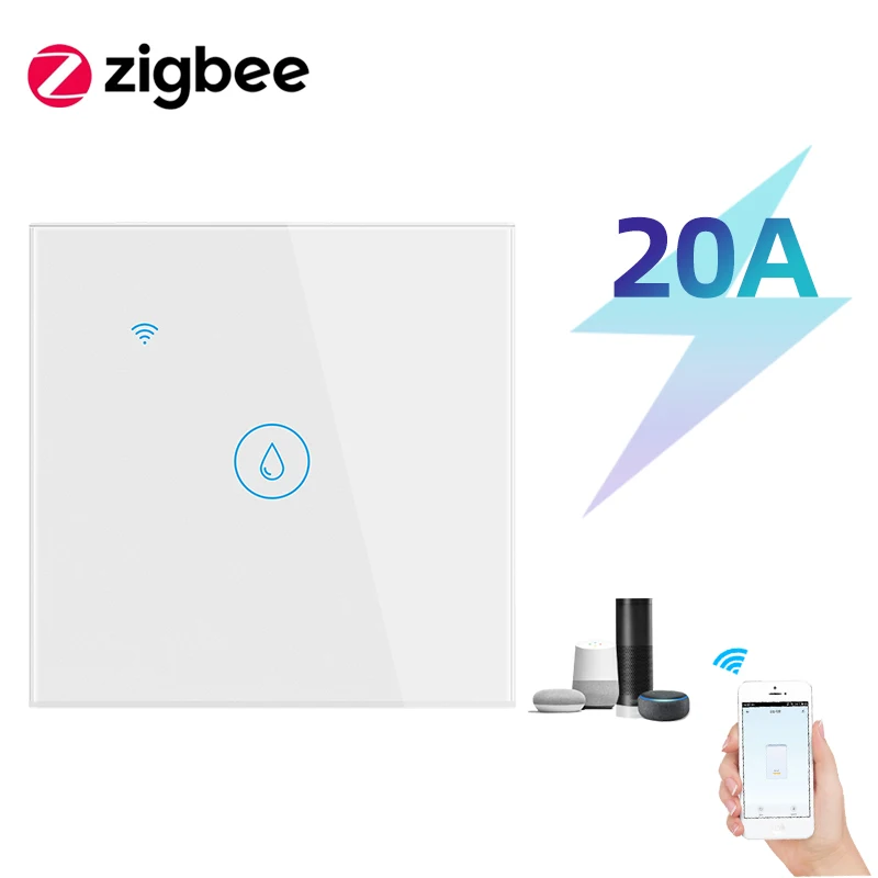 

ELEGAN 20A Tuya ZigBee Switch EU Water Heater Boiler Switch Сенсорный переключатель с нейтральным проводом Smart Life Control через Alexa Google