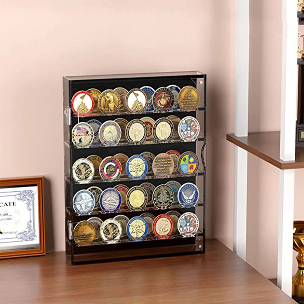 Acrylic circular coin box, transparent organic glass display box, gold coin collection box, badge storage box
