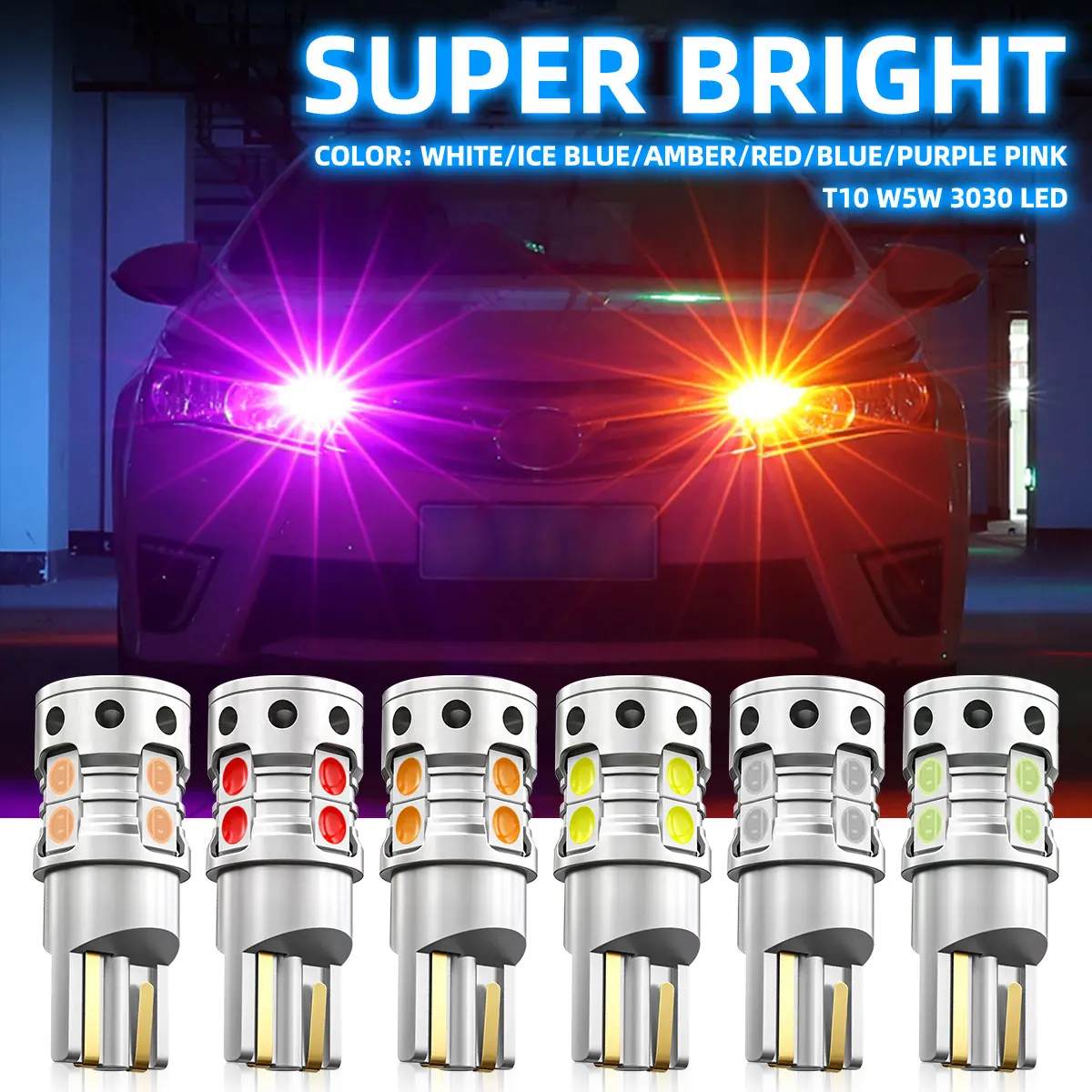 10pcs T10 W5W Led Blubs CANBUS Car Interior Reading Dome Light Marker Lamp 168 194 LED Auto Wedge Parking Bulbs Clearance Light