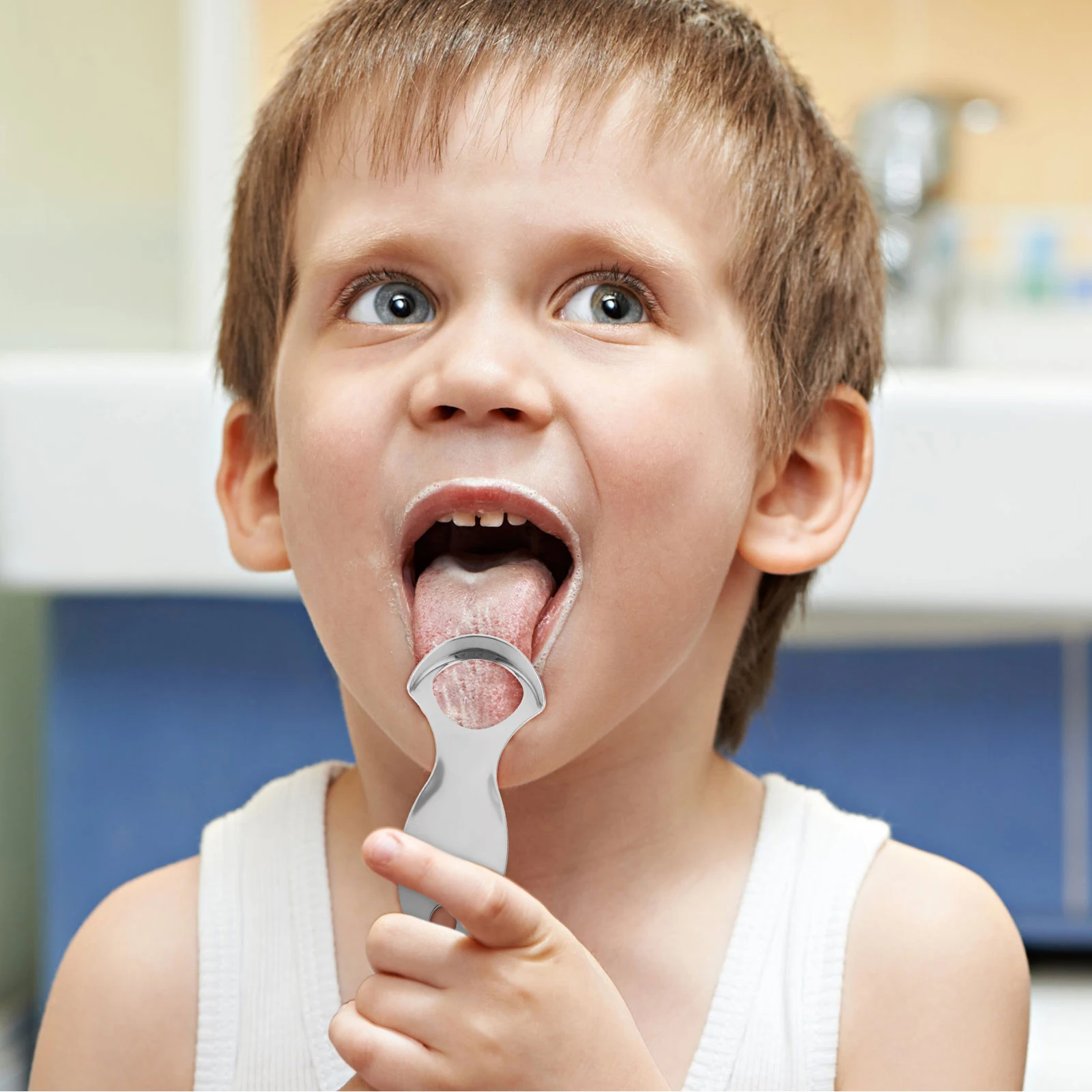 

Mini Tongue Cleaner Kids Oral Brush Coating Tool Travel Size Silver Portable Scraper For Fresh Breath Child Friendly Gel