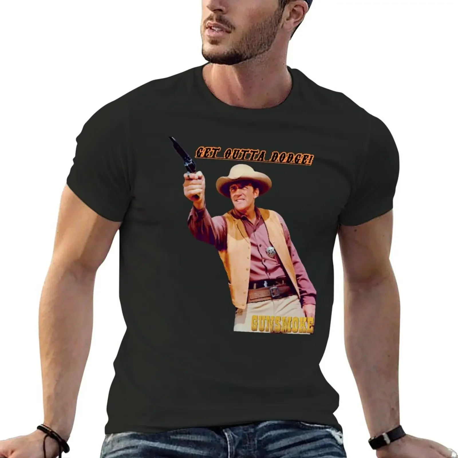 Gunsmoke - Matt Dillon - Get Outta Dodge! T-Shirt baggy shirts sports fans men graphic t shirts