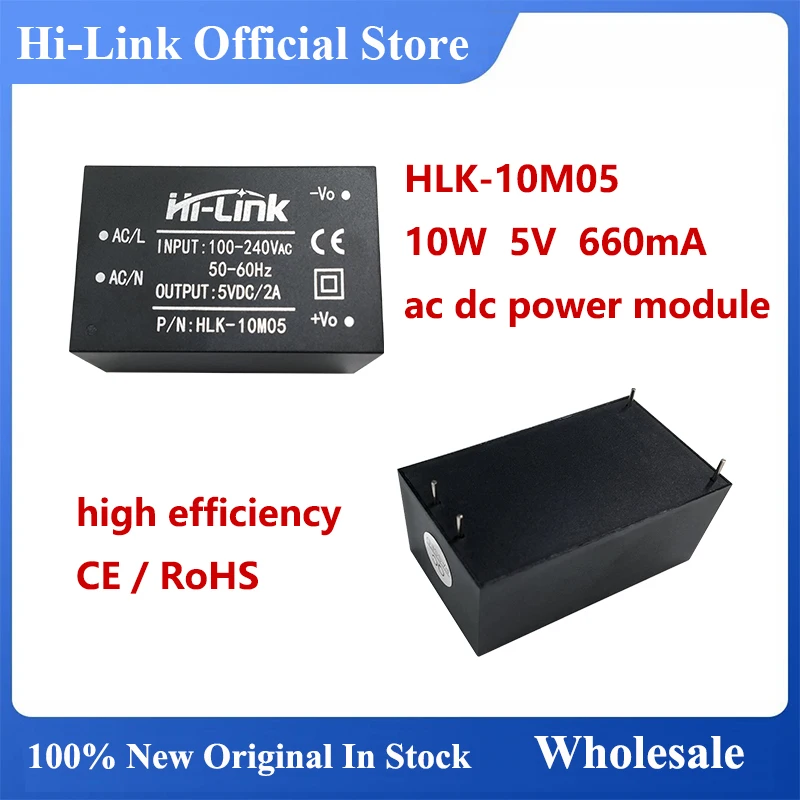 

2pcs Hi-Link HLK-10M15 10W Isolated AC-DC Power Supply Module 85-265VAC to 15V 660mA Converter