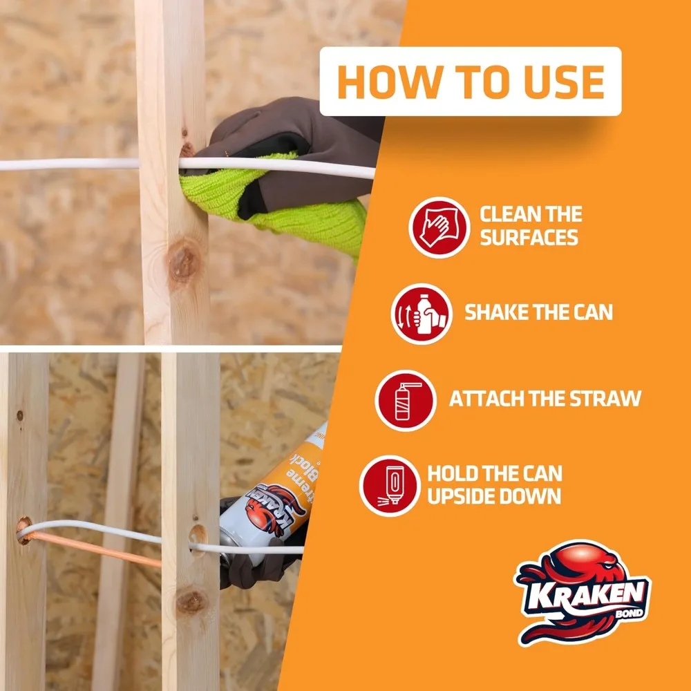 

Пена Extreme Orange Fire Block - (12x12 унций) Полиуретановый спрей с огнестоянием для заполнения зазоров, запечатывания окон, стен