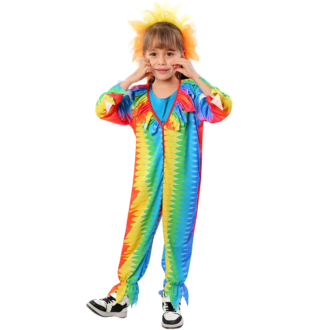 Children Funny Park Carnival Party Contrast Circus Clowns Dress Up Outfit Kids Halloween Cosplay Role-Playing Costumes