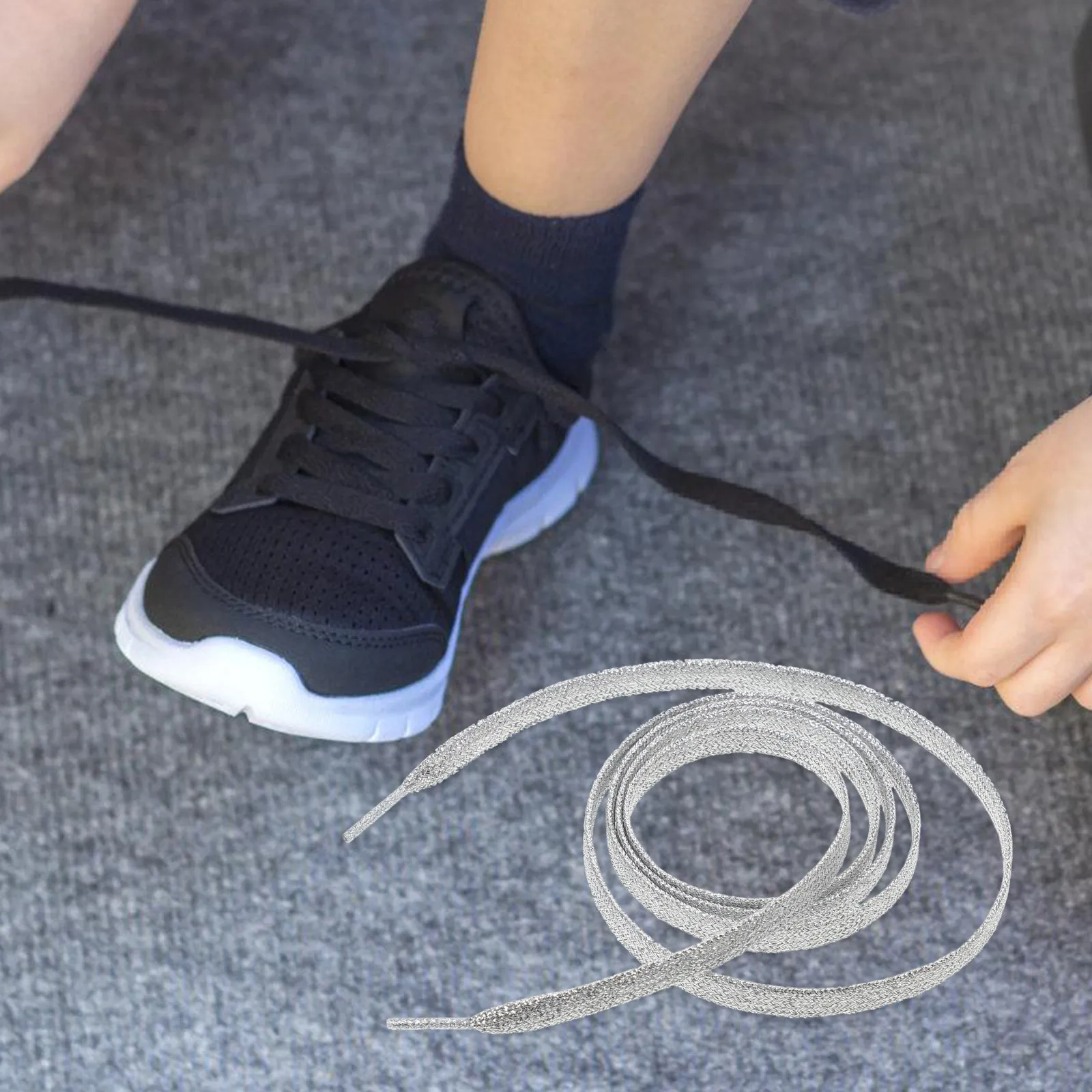 

1Pair Flat Glitter Colored Shoelaces 1.1m Flat Shoe Laces for Sneakers Canvas Shoes Sports Shoes Decoration Glitter Shoe Laces