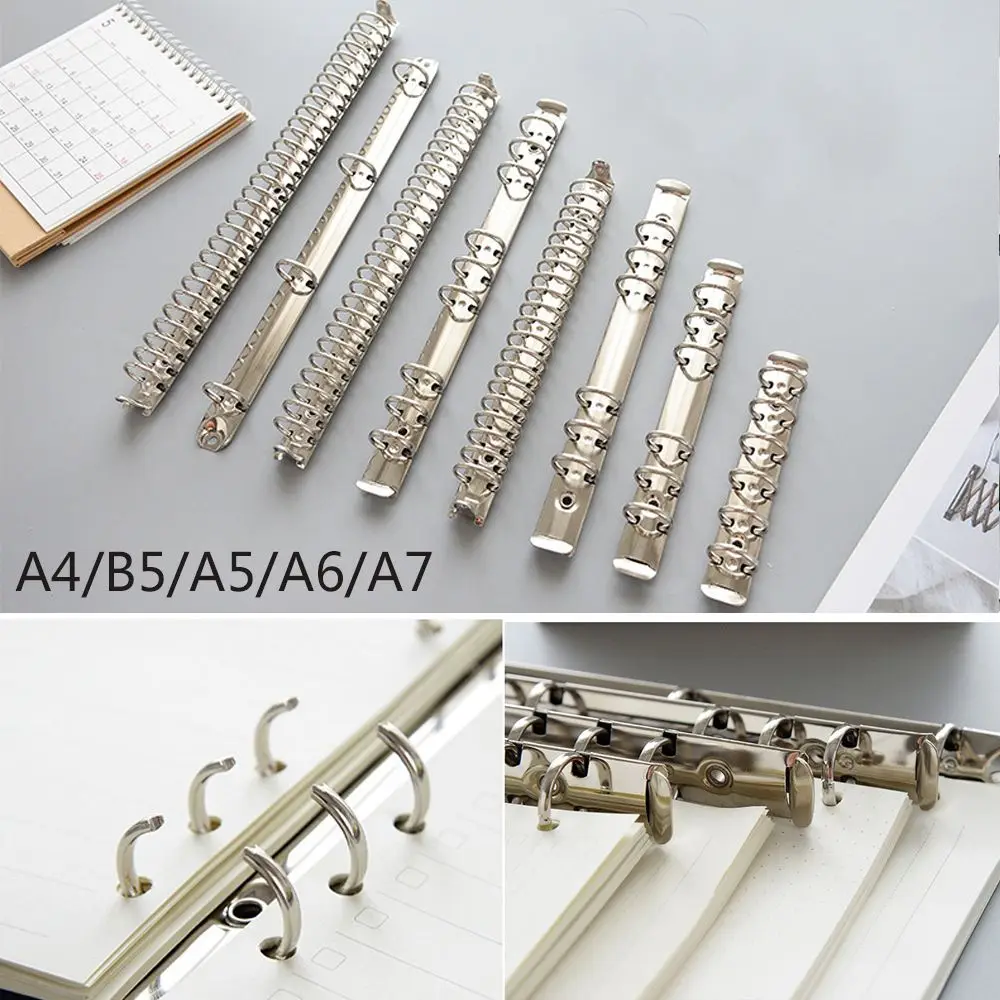 A4/B5/A5/A6/A7 New Stationery Metal Notepad Accessory Binder Clip Loose-leaf File Folder Notebook Binding Hoops Ring Binder