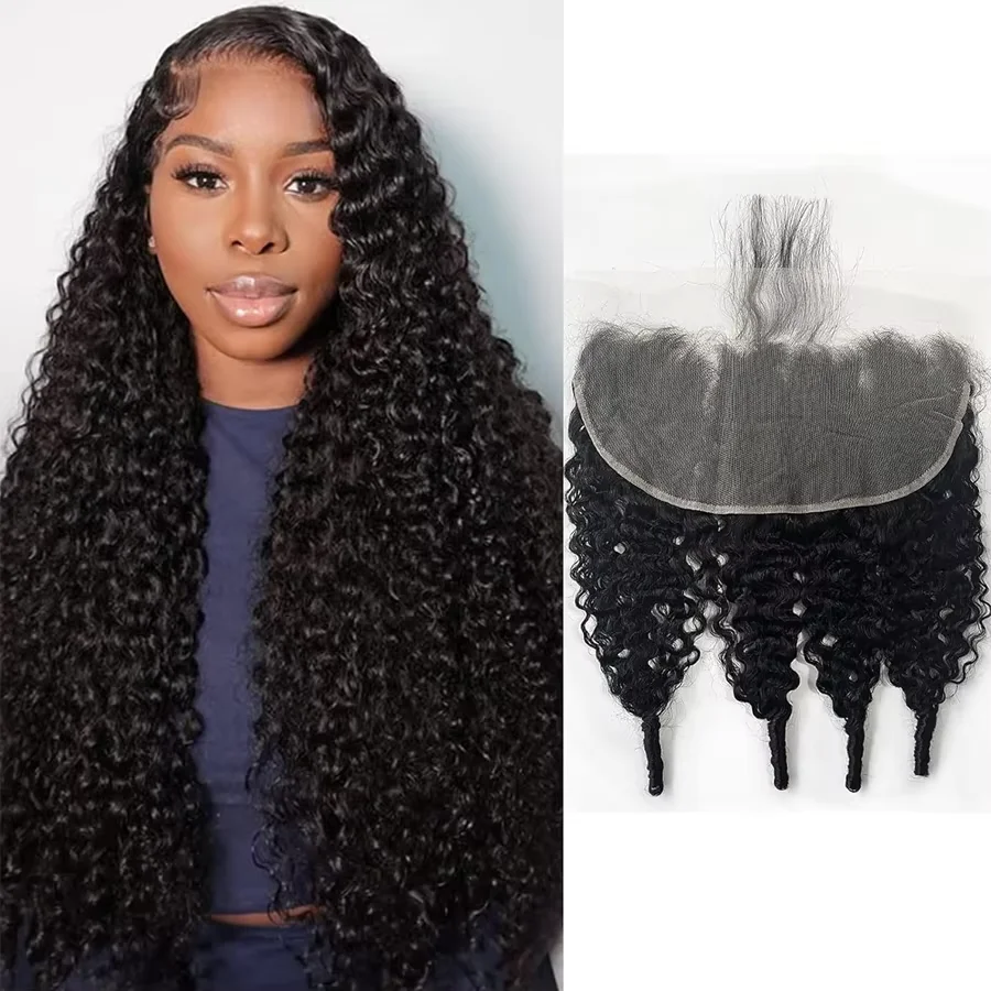 Burmese Curly Lace Frontal Closure 13X4 Ear to Ear Lace Frontal Free Part Curly Pre Plucked Frontal Human Hair 13X4 Full Lace Frontal Closure with Baby Hair