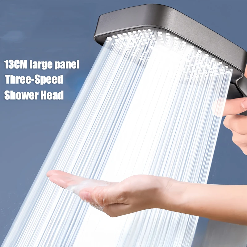 Hot 13cm Large Panel 3Modes Adjustable Home Shower Head High Pressure Massage ShowerHead Filter Element Bathroom Accessories