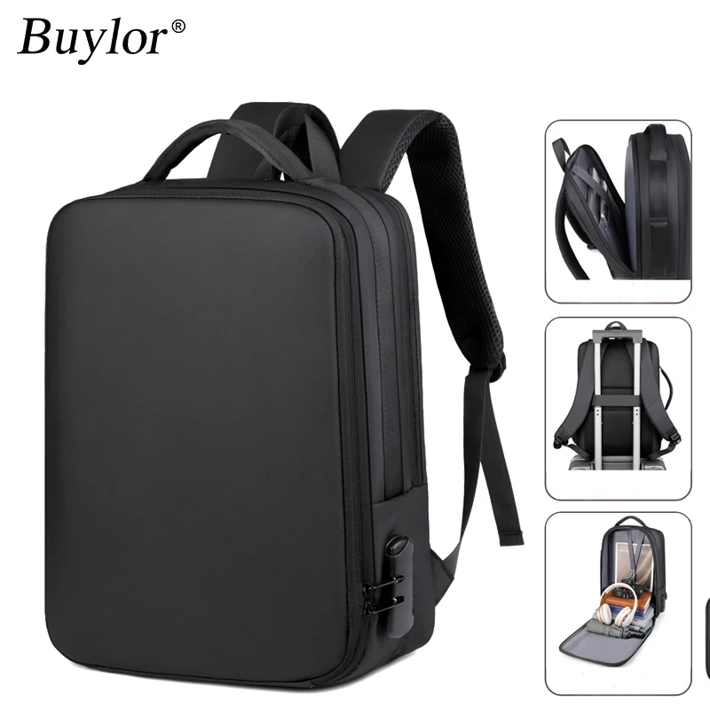 

Buylor деловой рюкзак для ноутбука, водонепроницаемый ноутбук для мужчин, школьная сумка для книг, многофункциональные рюкзаки с зарядкой через USB, повседневный рюкзак
