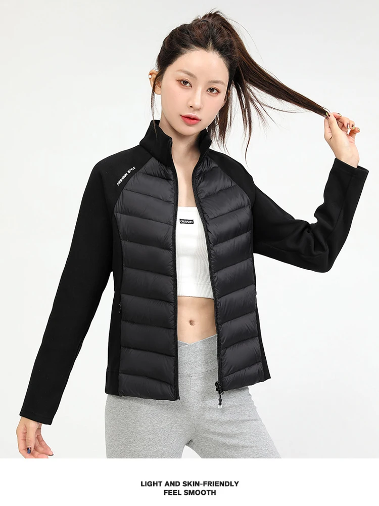 Leggero Spor Piumino da donna Jaet Yoga Arrampicata Sci Corsa Interno Vestibilità Capispalla caldo Street Sle ort Lunghezza Cerniera