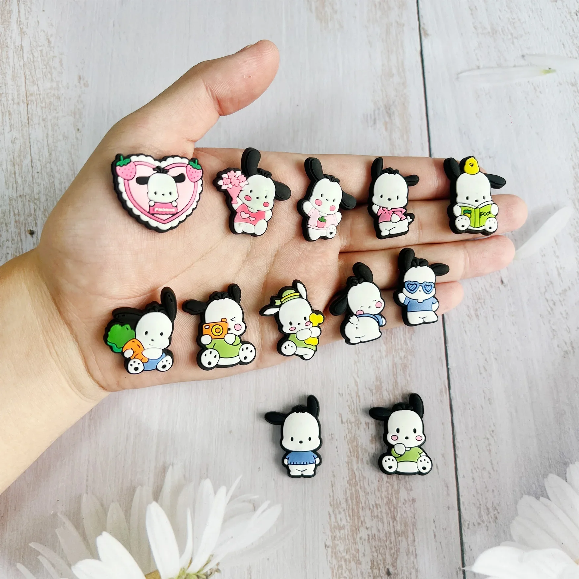 12Pcs Pochacco stitch Cartoon PVC Shoe Set Charms Buckle Accessories Cartoon Shoes Charms Decoration for Kids Party Gift