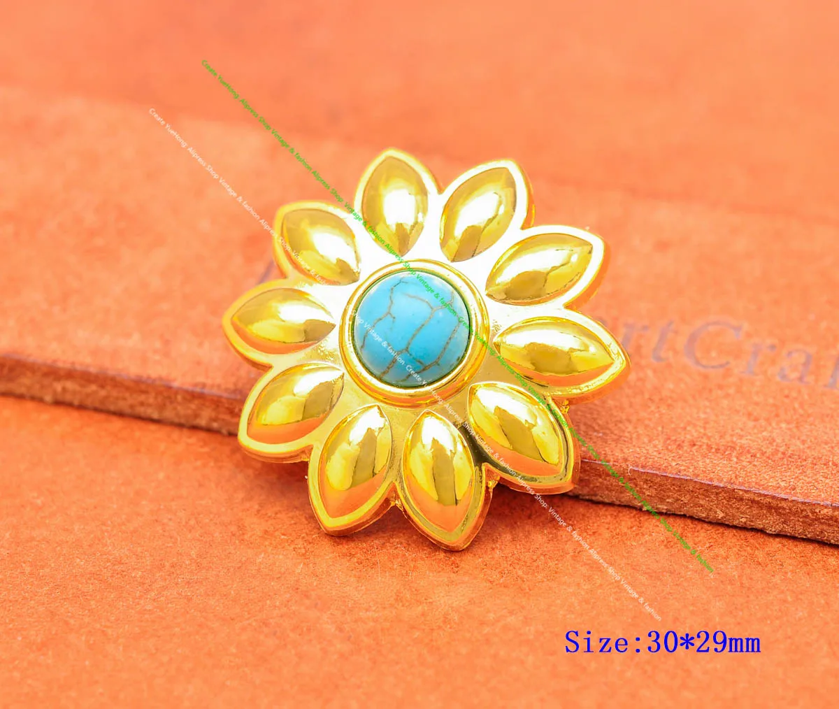 10pc 30Mm Retro Gold Western Floral Turquoise Conchos Screwback For DIY Leathercraft Belt Saddle Hardware Boot Decor