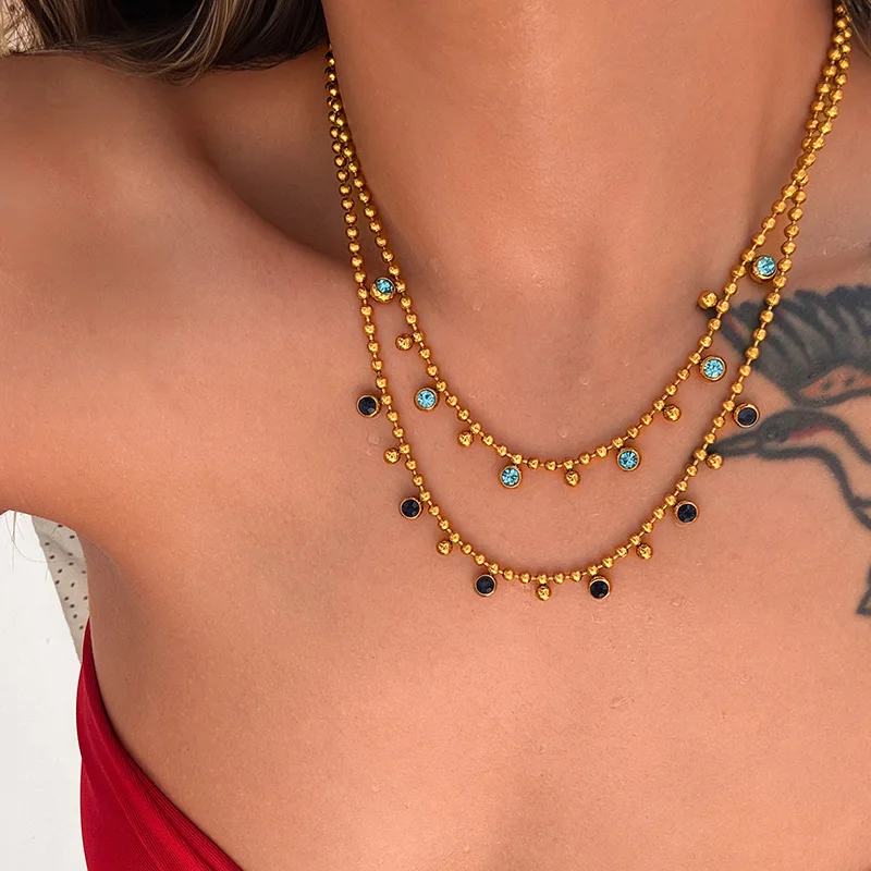 

Красочные ожерелья с подвесками из камня и бисера, ожерелья из нержавеющей стали для женщин, минималистичные изысканные ювелирные изделия из нержавеющей стали, новые