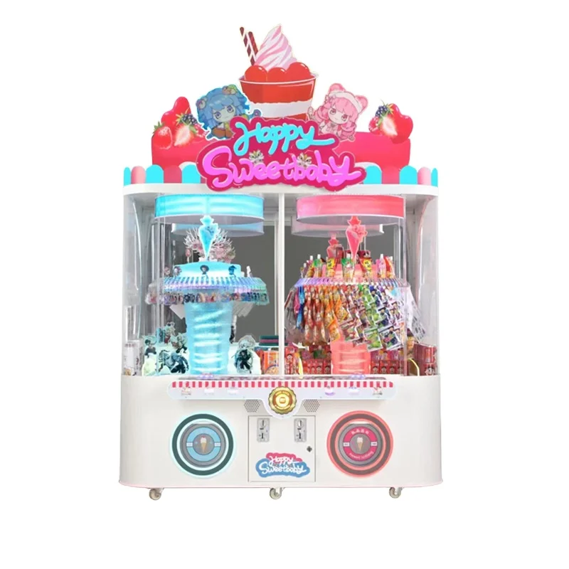 Fully Transparent Double Commercial Coin-Operated Arcade Game Machine Lucky Entertainment Sweet Talk Clip for Kids 1 Year