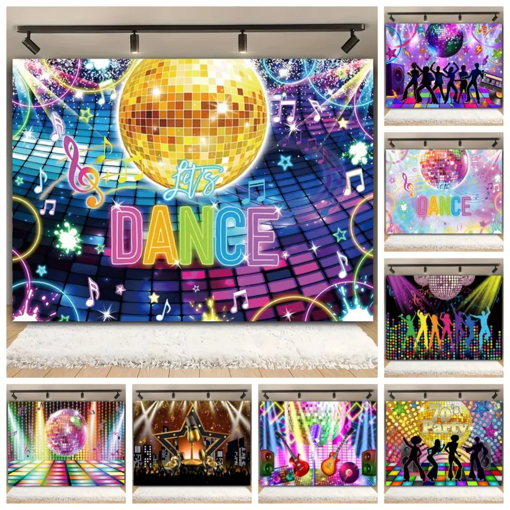 

Vintage Disco Sparkle Buji Music Ball Party Background Cloth, Adult Birthday Party, Family Party Decoration Photography Backdrop