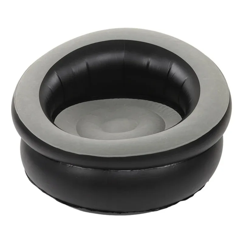 Inflatable Couch Flocking Air Sofa Simple Inflatable Chair for Living Room Bedroom Reading Room Office Balcony Travel Red Grey