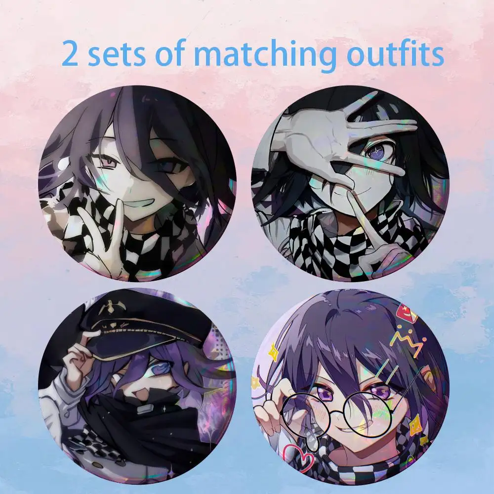 D-Danganronpa Kokichi Oma HD Print Round Lapel Pins Pretty Derby 2 piece set Round Display Brooches Brooch Badges