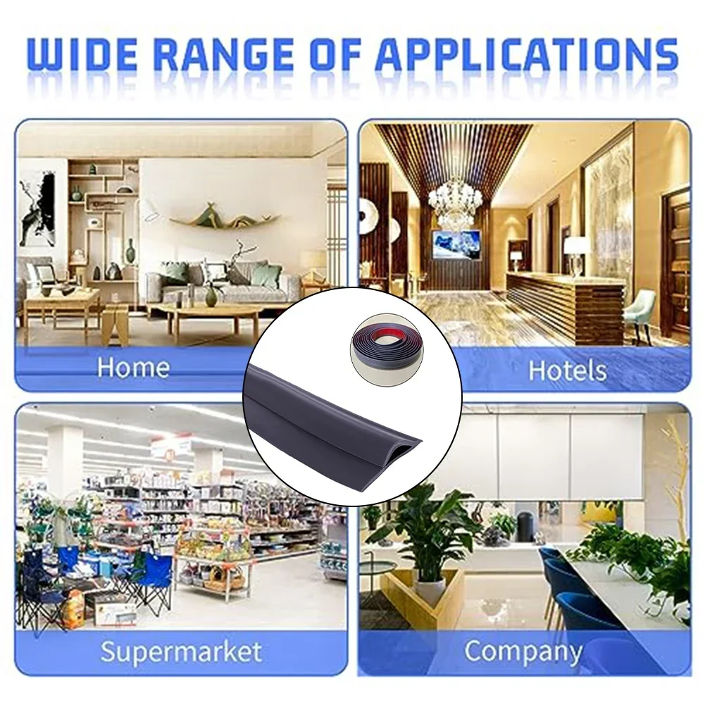 Karpet perekat 3 meter Strip tepi TPE lebar 3cm Strip tahan air abu-abu gelap mulus karpet transisi Aksesori Strip tepi