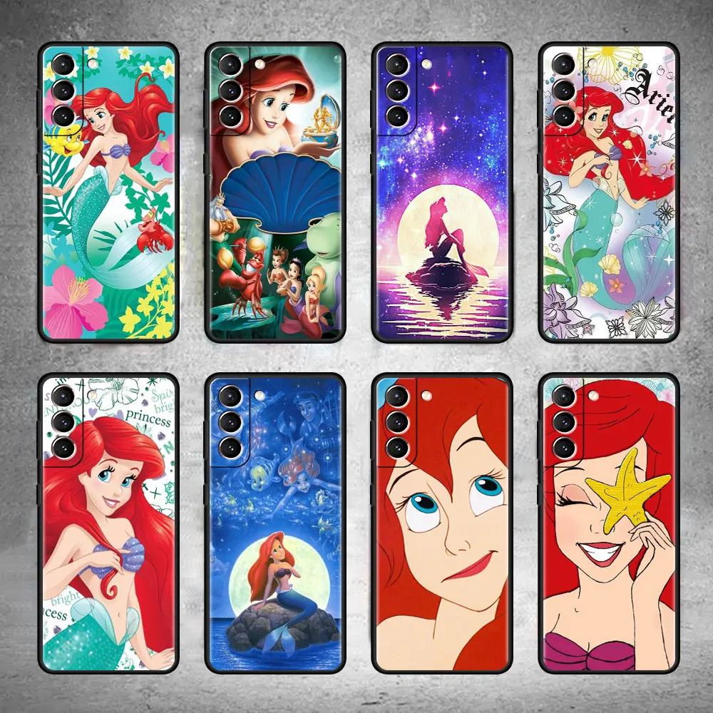 The Little Mermaid Ariel Silicone Case For Samsung Galaxy S20 FE S23 S22 S21 Ultra S10 S9 Plus Fashion Black Soft Phone Cover