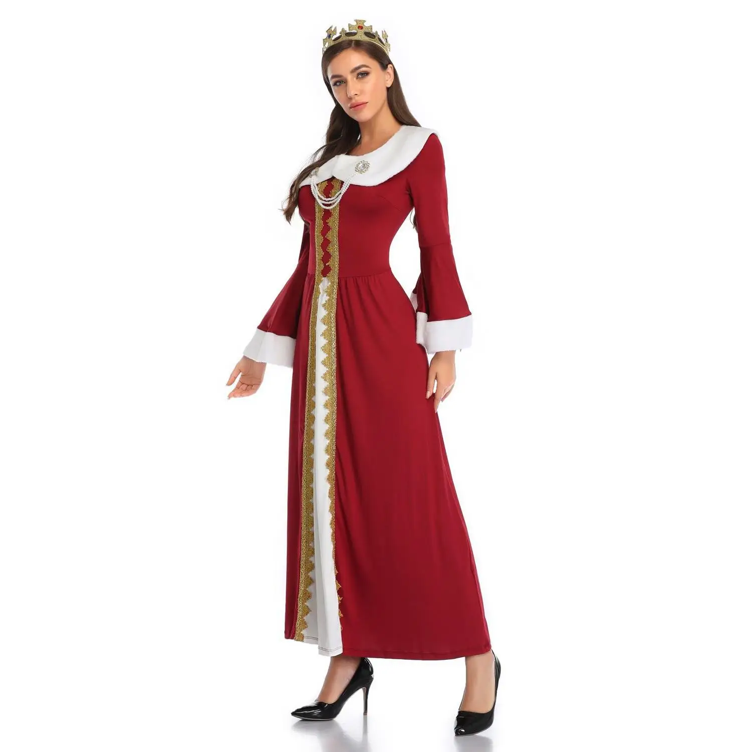 ملابس كلاسيكية للزوجين ملابس الهالوين الجديدة للبالغين زي الملك الملكة الرجعية الملكية للبالغين الكلاسيكية للمسرح العرقي... #5