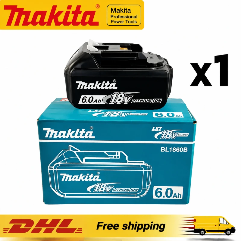 Image of 100% Original Ersatz 6,0Ah Li-Ionen-Akku für Makita 18V BL1860B BL1850 BL1840 BL1830 BL1815 Elektrowerkzeug-Akku