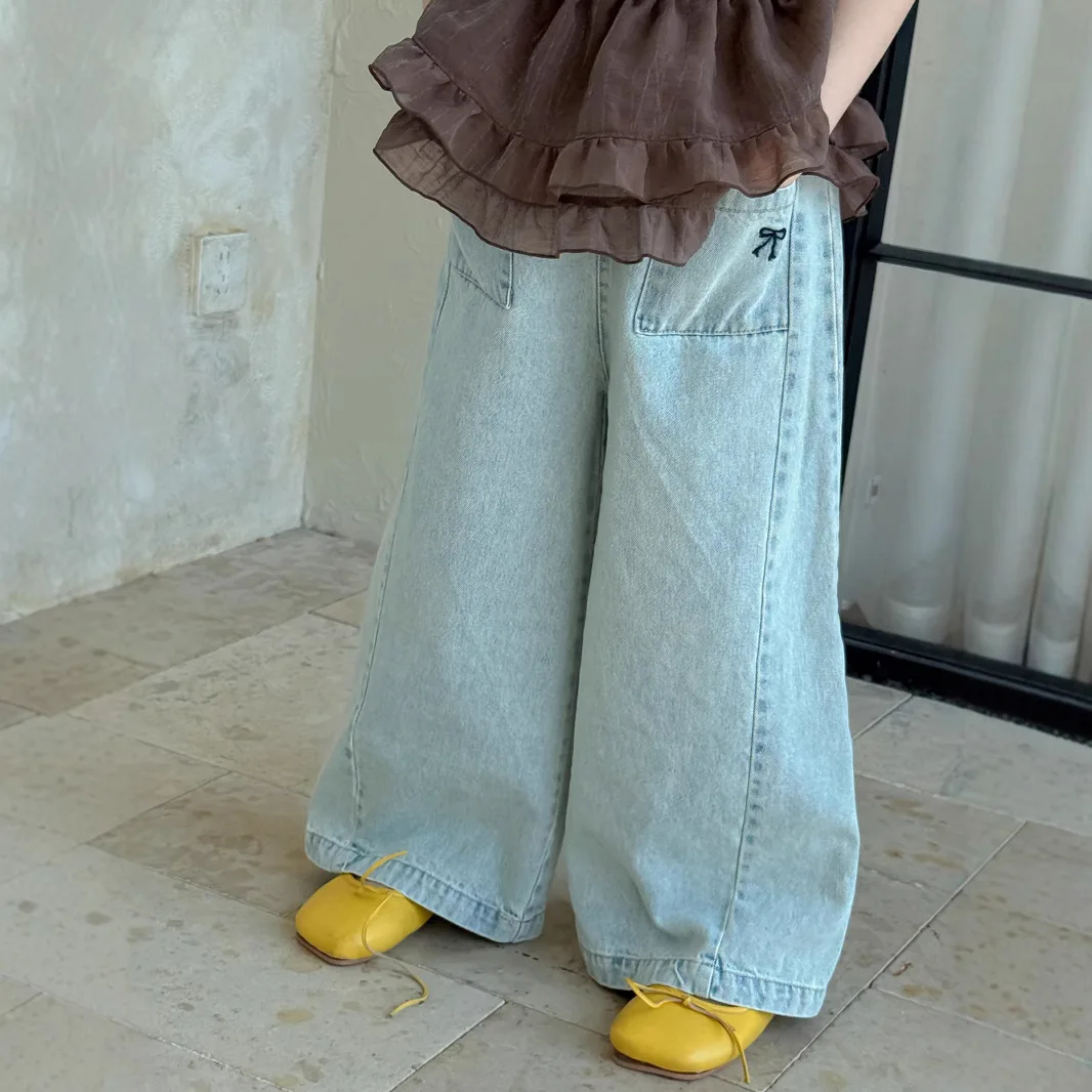 

Children's Denim Pants Fashion Little Girls Jeans 2025 Summer Kids Loose Trouser Baby Cute Clothes Toddler Clothing 2 To 9 Years