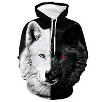 Funny 3D Wolf Pattern Men's Hoodies Fashion Animal Print Oversized Sweatshirts Hip Hop y2k Clothes Autumn Winter Casual Hooded