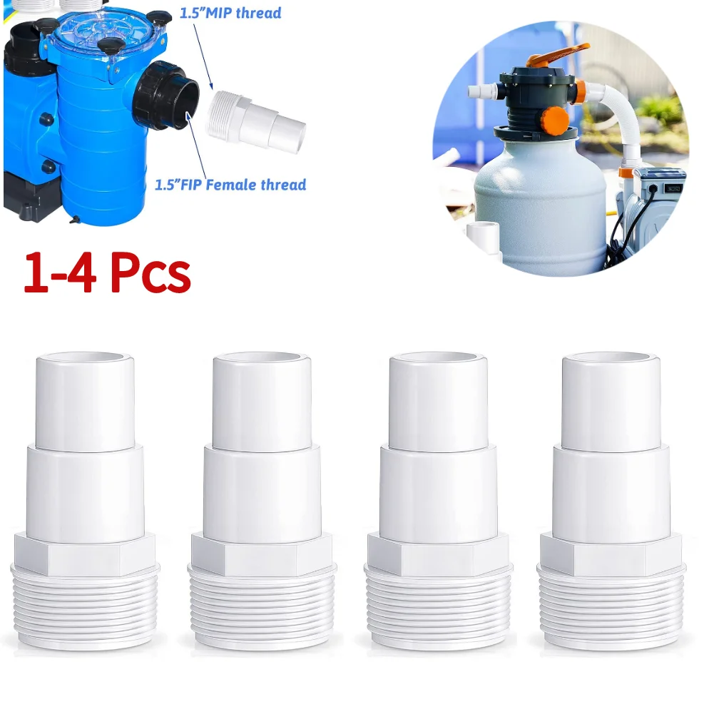 Threaded Hose Fittings Connector 1-4pcs 3.8cm/1.5inch Pool Filter Pump Hose Adapter Equipment for Hayward SPX1091Z7 SPX1091Z4