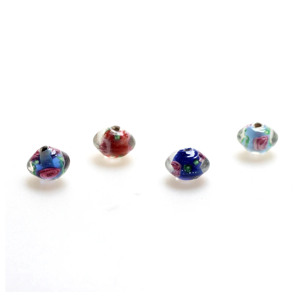 

11MM 6PCS/Lot Traditional Craft Circle Petal Flower Handmade Lampwork Glass Bead Bracelets Earrings DIY Jewelry Making