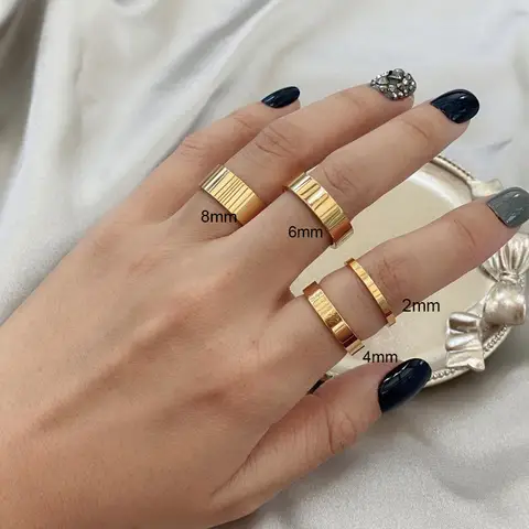 여성을위한 2mm 4mm 6mm 8mm 스테인레스 스틸 결혼 반지 플랫 손가락 반지 패션 Bijoux Femme 약혼 보석