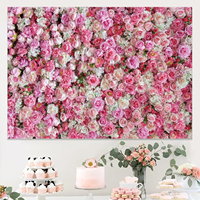 Pink Floral Wall Photography Backdrops 3D Roses Flowers Party Banner Newborn Bridal Wedding Birthday Anniversary Photo