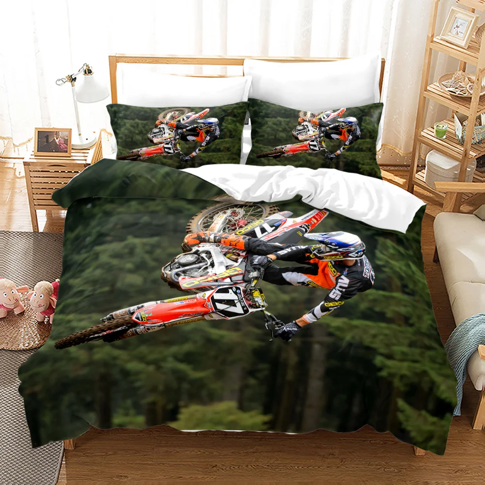 ダートバイク布団カバーモトクロス寝具セット少年のオートバイライダー