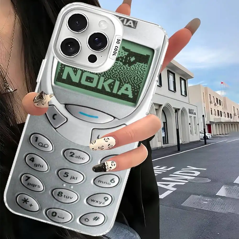 Casing Ponsel Retro N-Nokiaes Warna Perak Untuk IPhone 17 16 15 14 13 12 11 Pro Max Plus