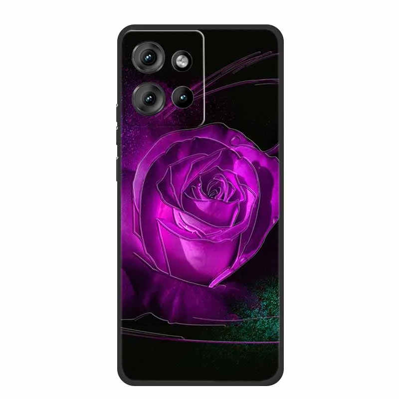 حافظة زهور ثلاثية الأبعاد لهاتف موتورولا G 2025 حافظة منقوشة من السيليكون الأسود غطاء خلفي ناعم لهاتف موتورولا G Play 2026 Edge 60 Neo