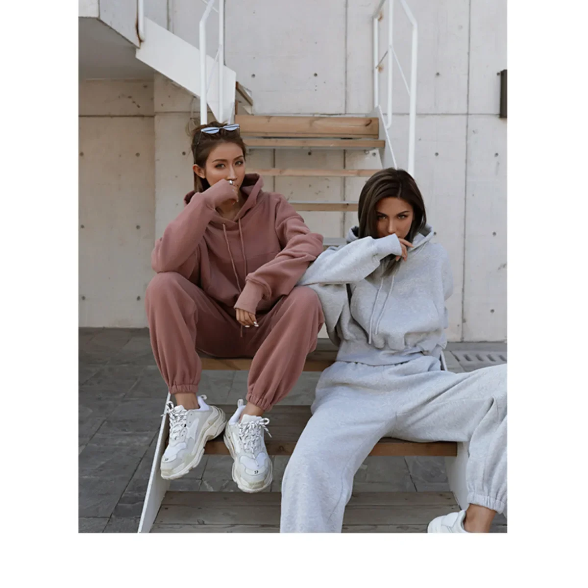 Winter Two Piece Sets Women Tracksuit Oversized Suit 2024 Autumn Trouser Suits Female Sweatshirt Solid Sports Hoodie Sportswear