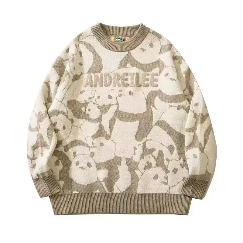 High Street Design Sweater Men's Y2K Cartoon Pattern Printed Sweater Autumn and Winter Oversized Pullover Harajuku Couple Top