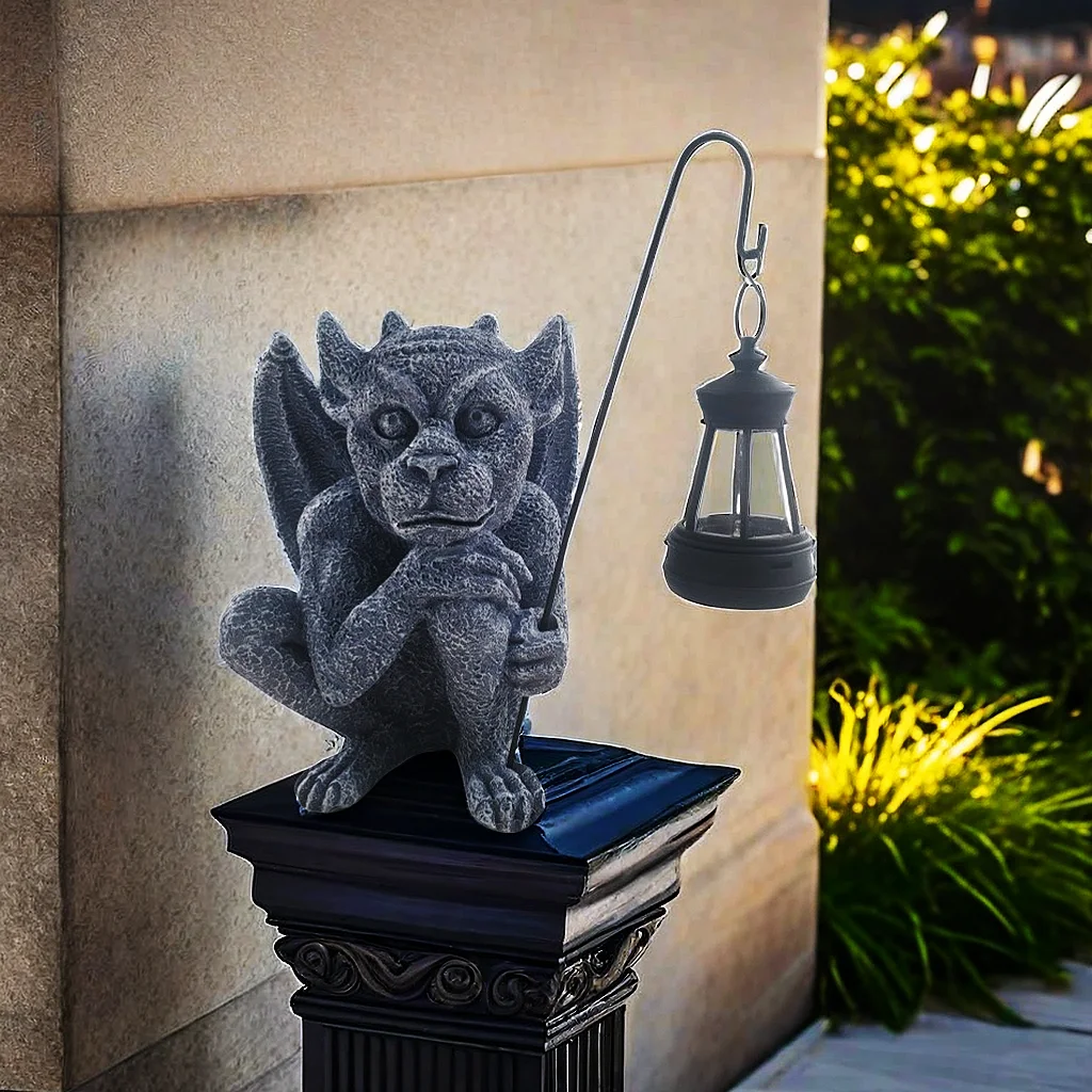 

Halloween creative gargoyle solar lamp statue decoration outdoor garden decoration resin gift