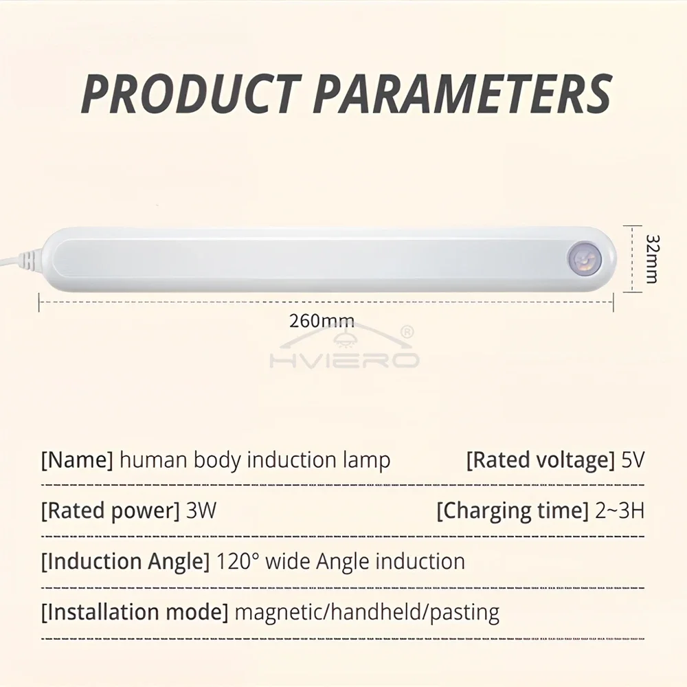 Lampade notturne piccole con rilevamento del corpo umano Strisce luminose a LED lunghe Ricaricabili tramite USB Intelligente Guardaroba Dormitorio Illuminazione super luminosa