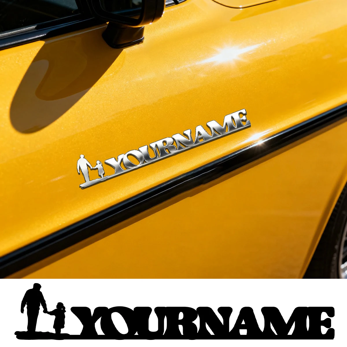 

Metal Car Styling Body Side Stickers Family Father and daughter Customization Logo Badge Emblem Accessories Father's Day Gifts