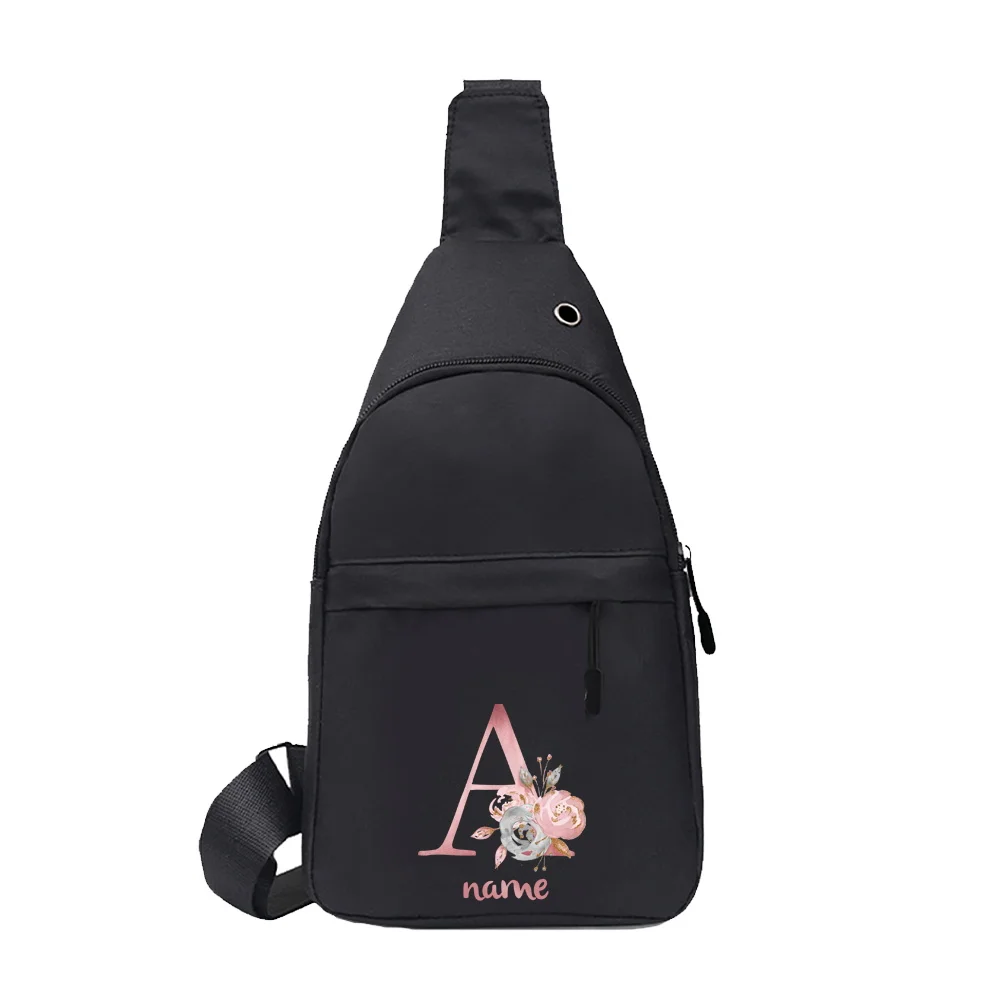 Personalized Custom Pink Letter Men's Chest Bag Multifunctional Casual Crossbody Bag Men's Fashion Trend Shoulder Bag