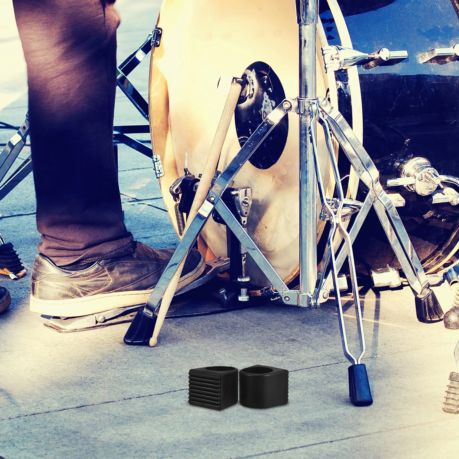 

2Pcs 37-38mm Electronic Drum Stand Foot Covers Easy Install Shockproof Accessories for Drum Kit Automotive Brackets