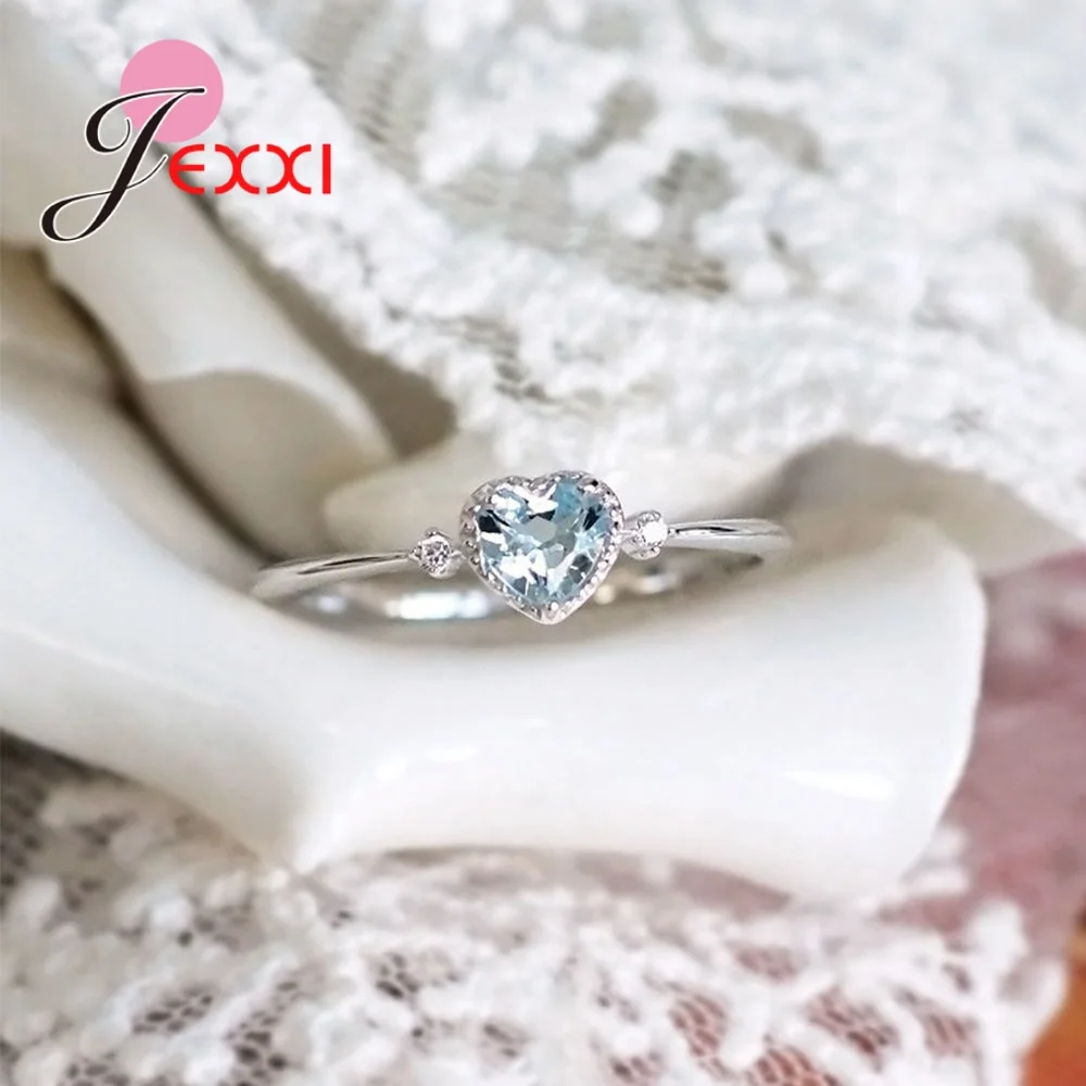 New Fashion 925 Sterling Silver Heart Shaped Wedding Rings for Woman Dropshipping Jewelry Accessory Big Promotion