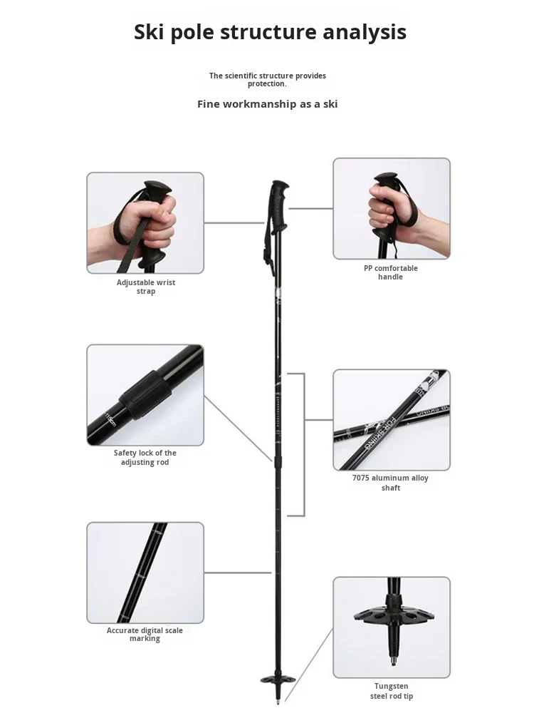 Picture 6: Multifunctional Ultra-Light Carbon Blocks Ski Poles Telescopic Folding Anti-Slip Grip Double-Board Skiing