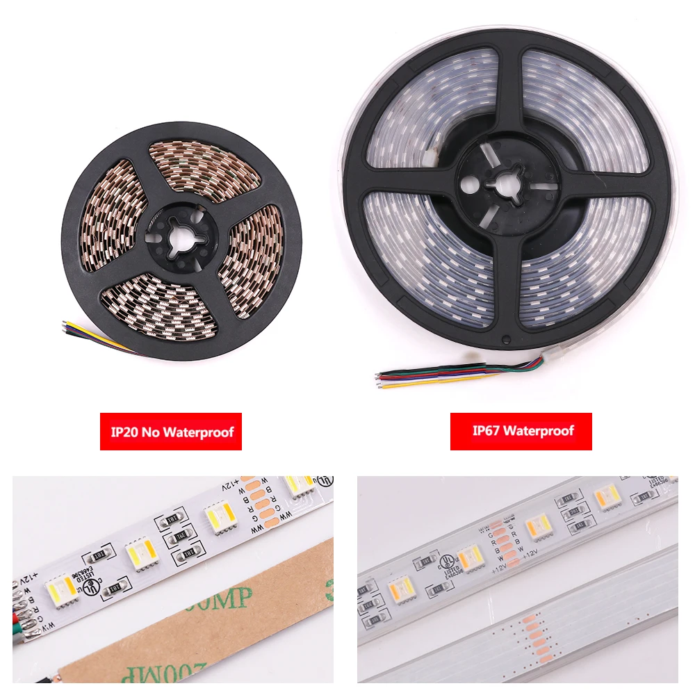 5M RGBCCT LED Strip Light 12V 24V 6pin 5050 RGB+W+WW 5 in 1 Chip RGBWW Flexible LED Tape 60/96Leds Wateproof LED Ribbon Decor